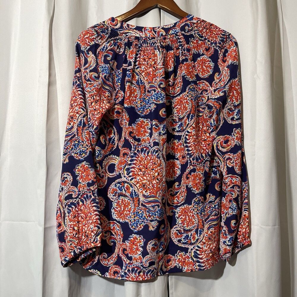 Lilly Pulitzer 100% Silk Elsa Popover Top Peasant Paisley Boxy Fit Women’s Sz S - Picture 6 of 6